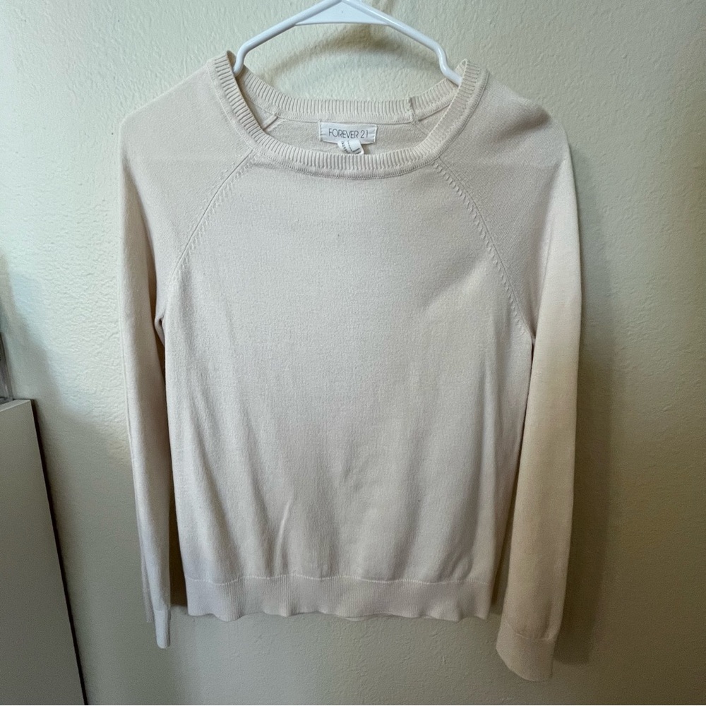 Forever 21 Cream Crew Neck Sweater Soft Knit